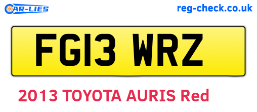 FG13WRZ are the vehicle registration plates.