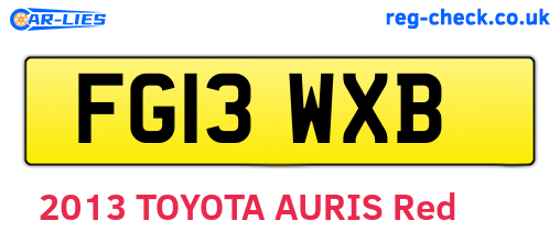 FG13WXB are the vehicle registration plates.