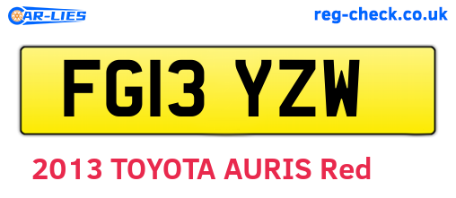FG13YZW are the vehicle registration plates.