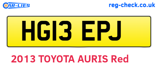 HG13EPJ are the vehicle registration plates.