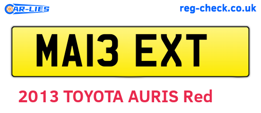 MA13EXT are the vehicle registration plates.