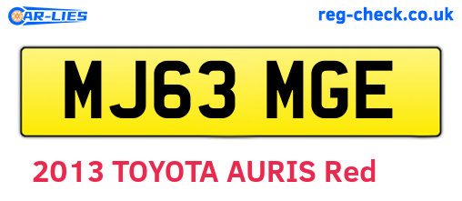 MJ63MGE are the vehicle registration plates.