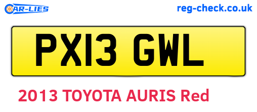 PX13GWL are the vehicle registration plates.