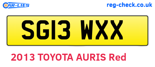SG13WXX are the vehicle registration plates.