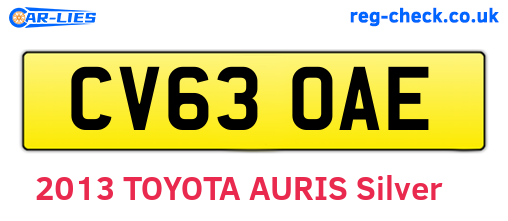 CV63OAE are the vehicle registration plates.