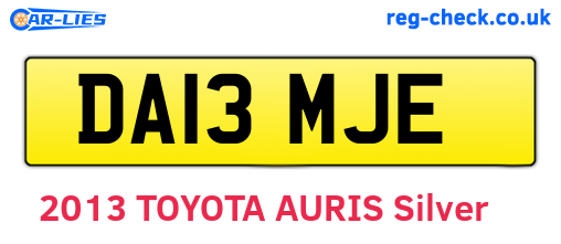 DA13MJE are the vehicle registration plates.