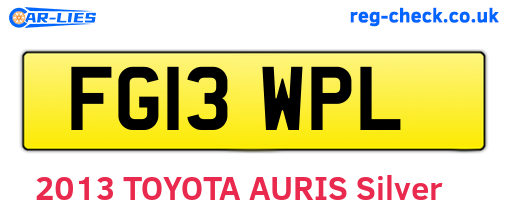 FG13WPL are the vehicle registration plates.