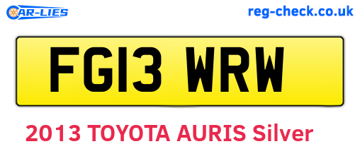 FG13WRW are the vehicle registration plates.