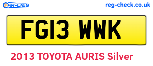 FG13WWK are the vehicle registration plates.