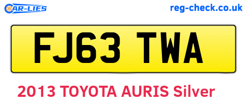 FJ63TWA are the vehicle registration plates.