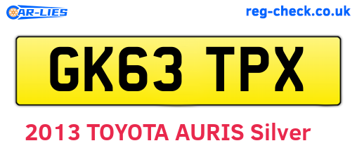 GK63TPX are the vehicle registration plates.