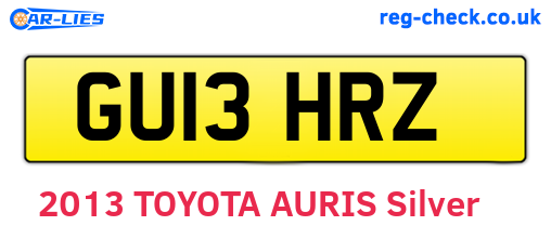 GU13HRZ are the vehicle registration plates.