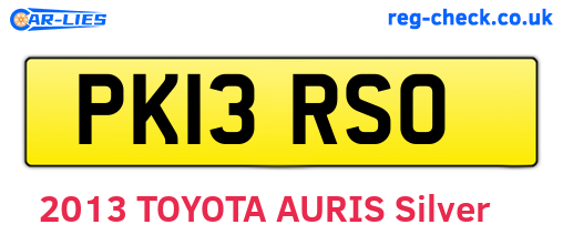 PK13RSO are the vehicle registration plates.