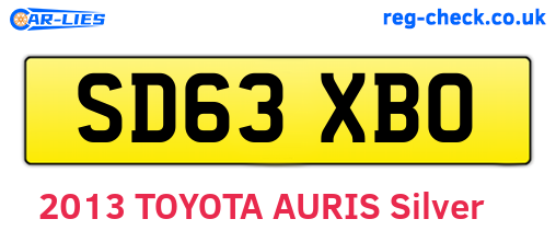 SD63XBO are the vehicle registration plates.