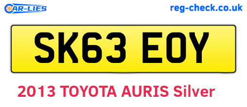 SK63EOY are the vehicle registration plates.
