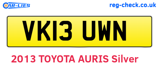 VK13UWN are the vehicle registration plates.