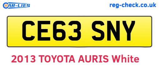 CE63SNY are the vehicle registration plates.