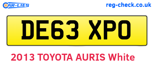 DE63XPO are the vehicle registration plates.