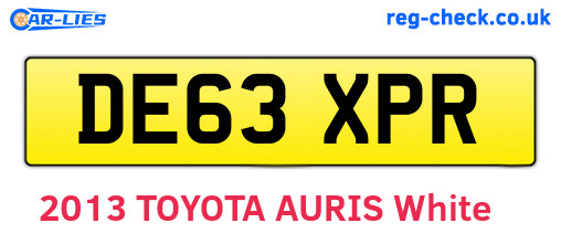DE63XPR are the vehicle registration plates.