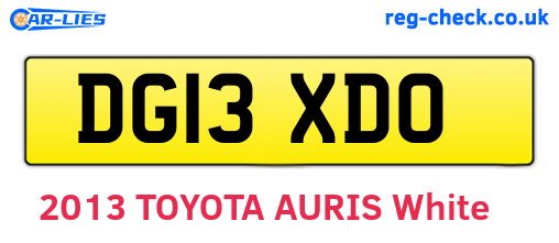 DG13XDO are the vehicle registration plates.