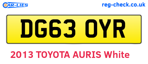 DG63OYR are the vehicle registration plates.