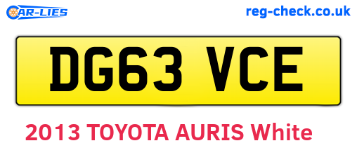 DG63VCE are the vehicle registration plates.