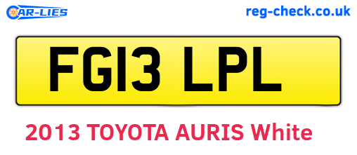 FG13LPL are the vehicle registration plates.