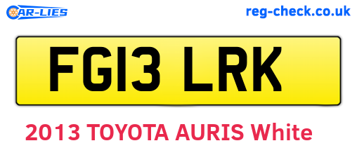FG13LRK are the vehicle registration plates.