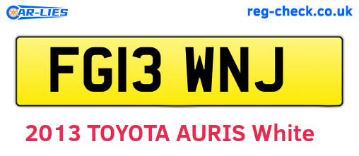 FG13WNJ are the vehicle registration plates.