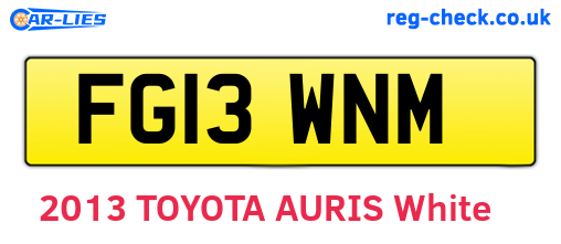 FG13WNM are the vehicle registration plates.