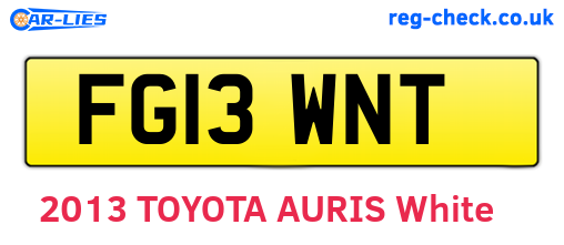 FG13WNT are the vehicle registration plates.