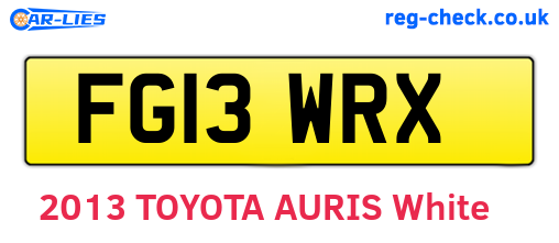 FG13WRX are the vehicle registration plates.