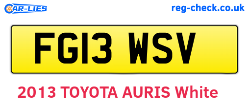 FG13WSV are the vehicle registration plates.