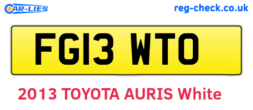 FG13WTO are the vehicle registration plates.