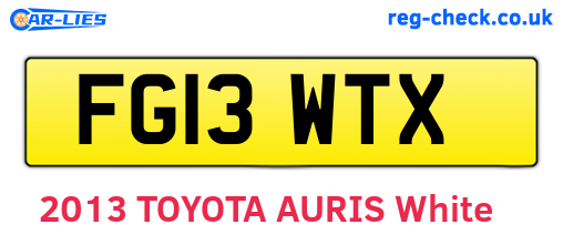 FG13WTX are the vehicle registration plates.