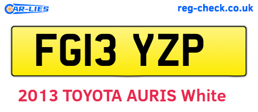 FG13YZP are the vehicle registration plates.