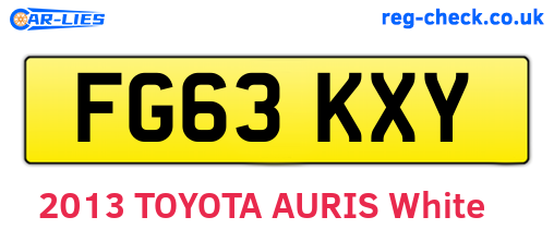 FG63KXY are the vehicle registration plates.