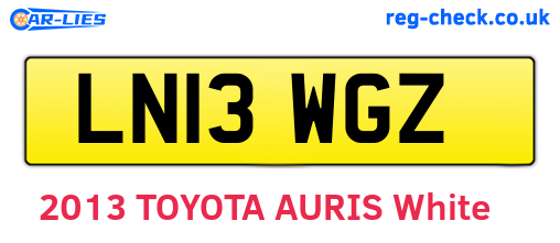 LN13WGZ are the vehicle registration plates.