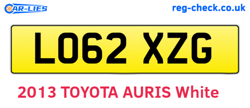 LO62XZG are the vehicle registration plates.