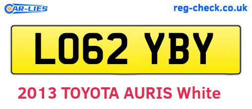 LO62YBY are the vehicle registration plates.