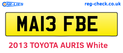 MA13FBE are the vehicle registration plates.