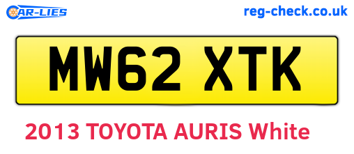 MW62XTK are the vehicle registration plates.