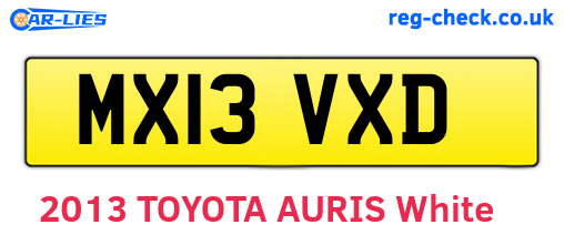 MX13VXD are the vehicle registration plates.