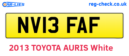 NV13FAF are the vehicle registration plates.