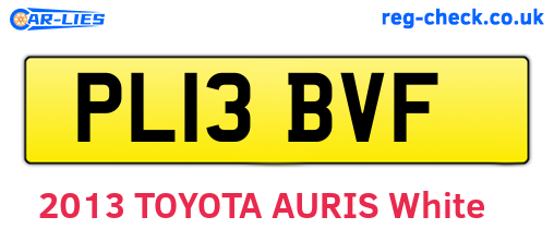 PL13BVF are the vehicle registration plates.