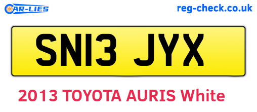 SN13JYX are the vehicle registration plates.