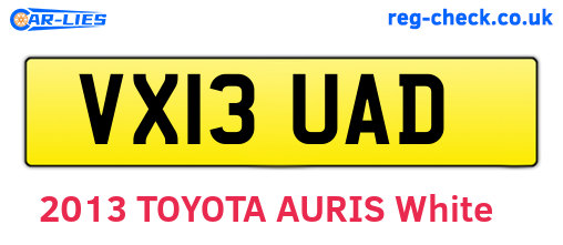 VX13UAD are the vehicle registration plates.