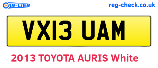 VX13UAM are the vehicle registration plates.