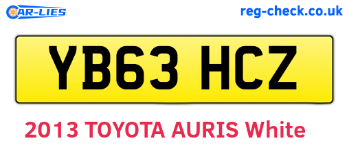 YB63HCZ are the vehicle registration plates.