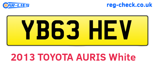 YB63HEV are the vehicle registration plates.